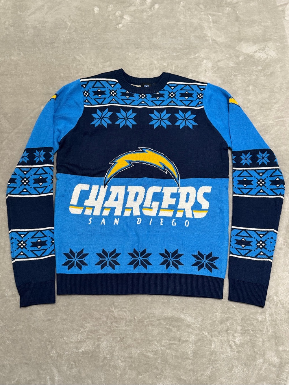 Vintage San Diego Chargers Ugly Christmas Sweater NFL Football Blue Knit Size L